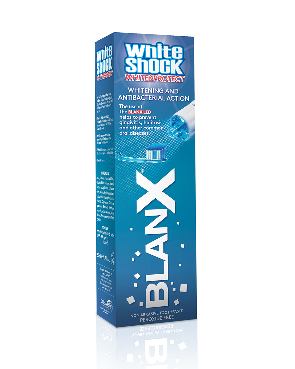 Зубная паста BlanX White Shock с Led колпачком.